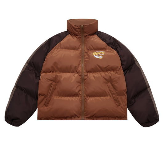 Chaqueta Acolchada de Algodón con Cuello Alto y Estampado Americano