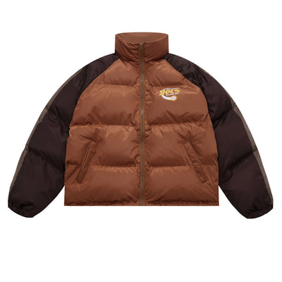Chaqueta Acolchada de Algodón con Cuello Alto y Estampado Americano