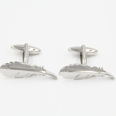 Gemelos de Plata Estilo Francés con Forma de Pluma para Hombre
