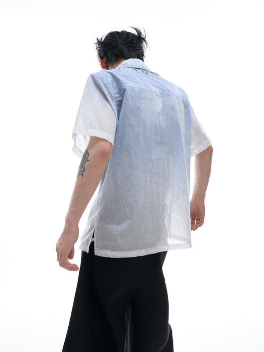 Camisa Corta Degradado Azul y Blanco - Image 5
