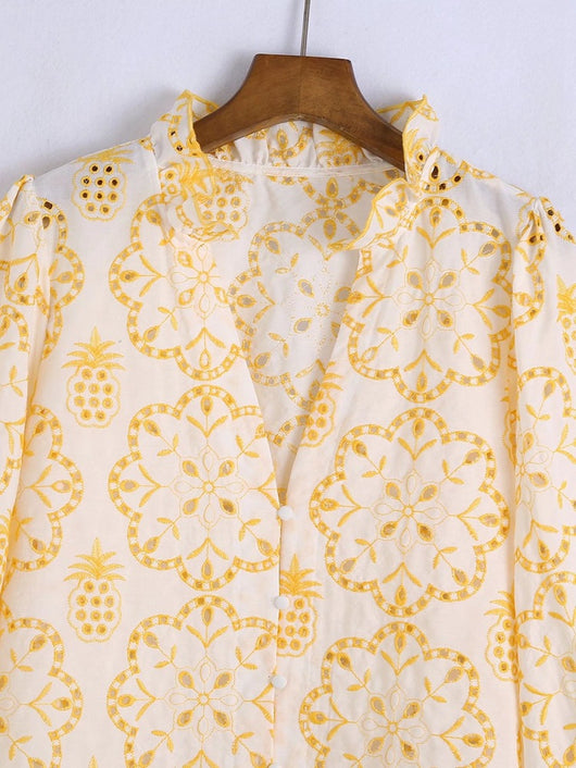 Blusa Elegante con Mangas Abullonadas y Bordado Exclusivo - Image 8