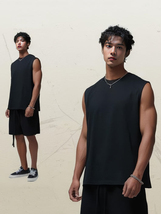 Camiseta Suelta sin Mangas para Hombre - Diseño Liso y Versátil - Image 13