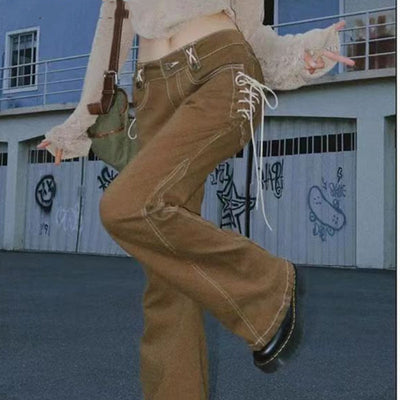 Pantalones Retro Talle Bajo Ajustados Micro Acampanados para Niña - Image 3