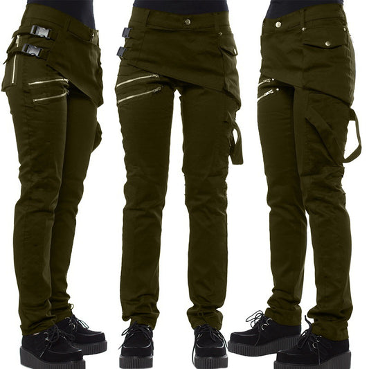 Pantalón Casual con Cierre Diagonal y Bolsillos Laterales