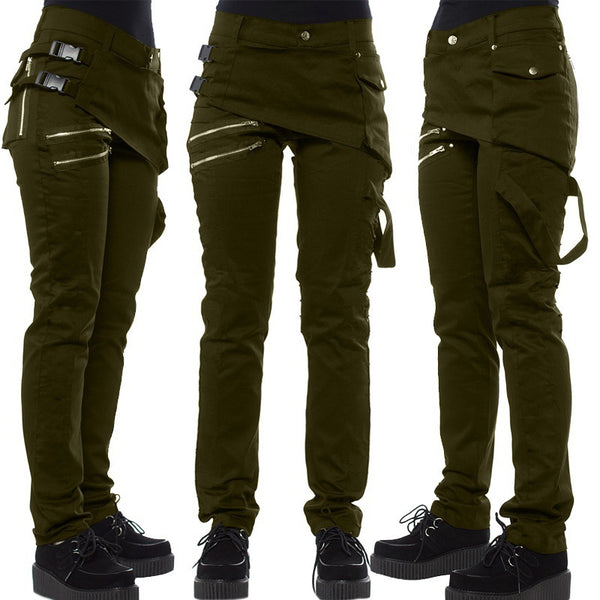 Pantalón Casual con Cierre Diagonal y Bolsillos Laterales