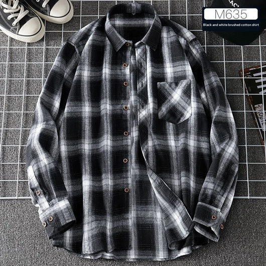 Camisa de Cuadros Casual Delgada para Hombre Primavera-Otoño - Image 9