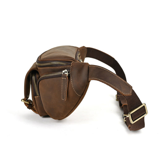 Bolso Pecho Cuero Retro Multifuncional Estilo Motociclista - Image 9
