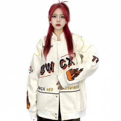Chaqueta de Motociclista Bordada Unisex - Estilo American Street para Primavera y Verano - Image 4