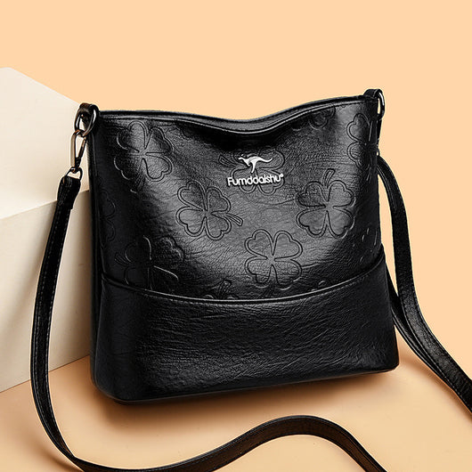 Bolso Bucket de Cuero Genuino con Grabado - Gran Capacidad para Mujer - Image 3
