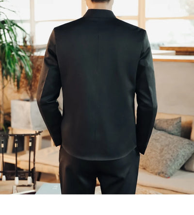 Traje Chino Tradicional Bordado Slim Fit con Cuello Mao - Image 12
