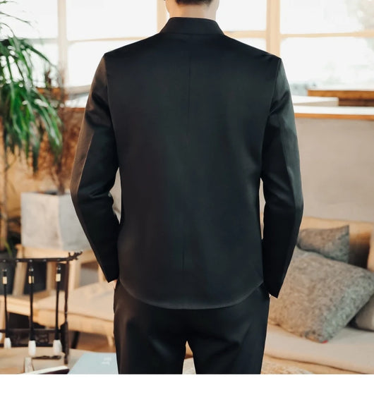 Traje Chino Tradicional Bordado Slim Fit con Cuello Mao - Image 12