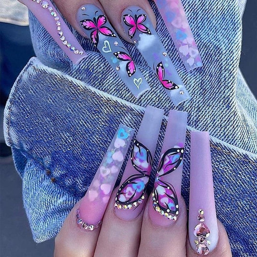 Uñas Artísticas Mariposa Degradado Corazón - Image 16