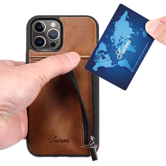Funda Protectora para Celular con Compartimento de Tarjetas y Cierre