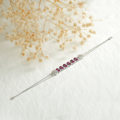 Pulsera de Plata Esterlina S925 con Granate Púrpura y Circones para Mujer - Image 4