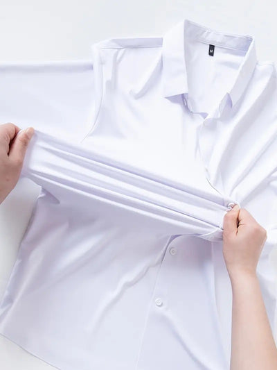 Camisa Elástica sin Costuras para Hombre Talla Grande - Manga Larga Antirruga - Image 5