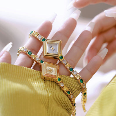 Reloj de Bolsillo Mujer Lujo Degradado Diamante Verde Primavera - Image 14
