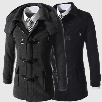 Chaqueta Larga con Capucha en Colores Sólidos para Hombre