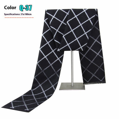Bufanda Ejecutiva de Cachemira Rayada para Hombre Invierno - Image 42