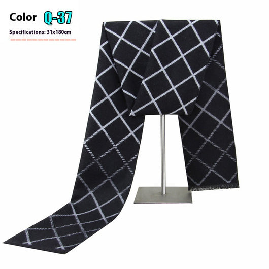 Bufanda Ejecutiva de Cachemira Rayada para Hombre Invierno - Image 42
