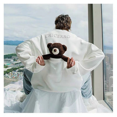 Suéter Holgado Azul Cuello Redondo con Oso para Hombre - Image 12