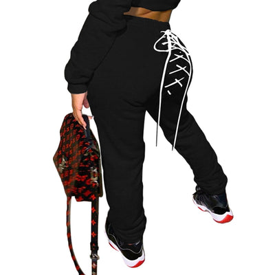 Conjunto de Buzo y Pantalón Deportivo con Ojetes de Color Sólido - Image 8