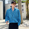 Camisa Casual de Manga Larga con Estampado Degradado Vibrante para Hombre