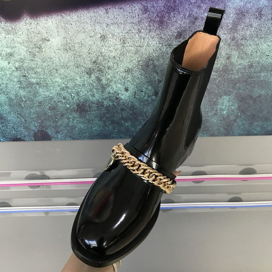 Botas Mujer Tacón Medio con Cadena Metálica y Punta Redonda - Image 23