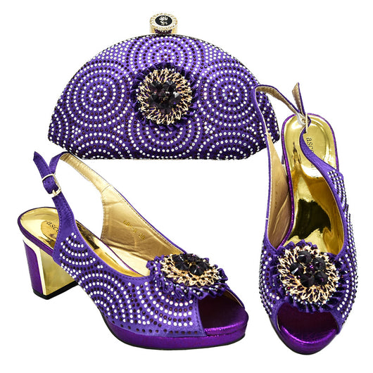 Sandalias con Tacón Ancho y Hebilla Strass + Bolso Coordinado - Image 3
