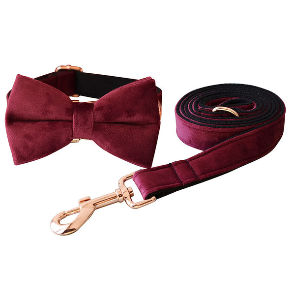 Collar de Terciopelo para Perro con Moño Doble de Microfibra