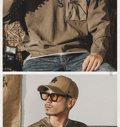 Camiseta Manga Larga Algodón Estilo Retro Americano para Hombre - Image 13
