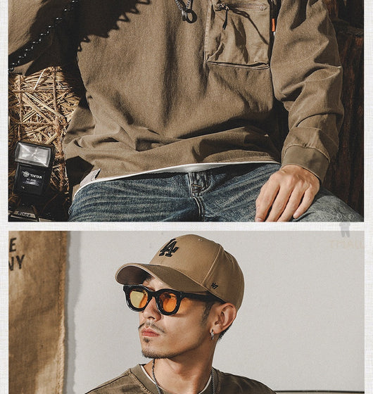 Camiseta Manga Larga Algodón Estilo Retro Americano para Hombre - Image 13