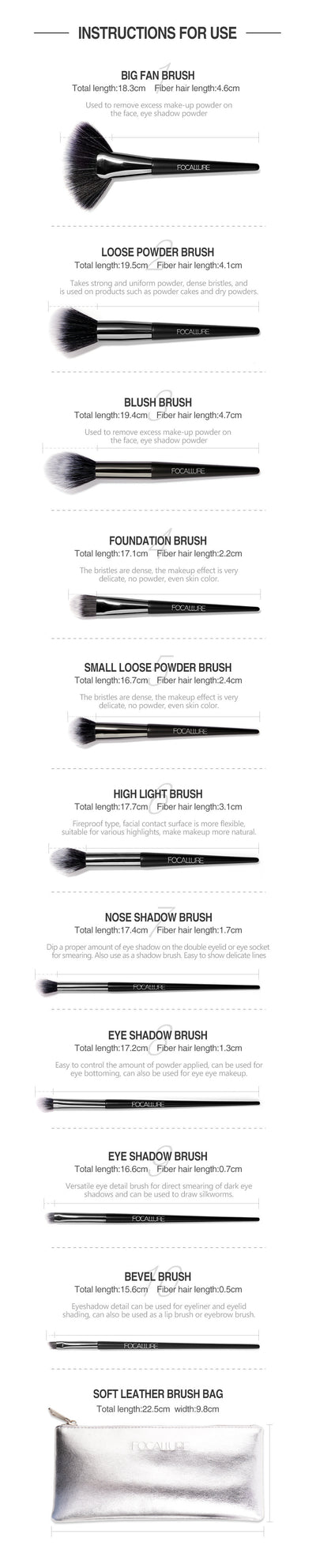 Set de 10 Brochas de Maquillaje Profesional para Principiantes - Image 4