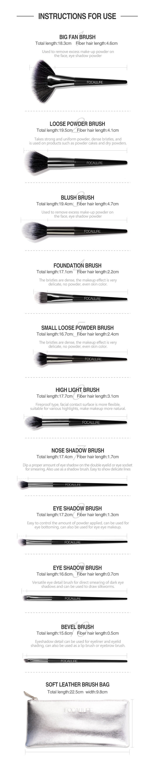 Set de 10 Brochas de Maquillaje Profesional para Principiantes - Image 4