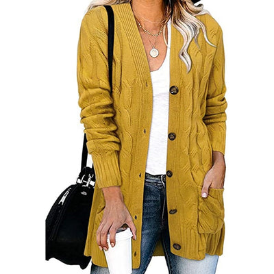 Abrigo Tejido Casual con Botones para Mujer - Otoño e Invierno - Image 33