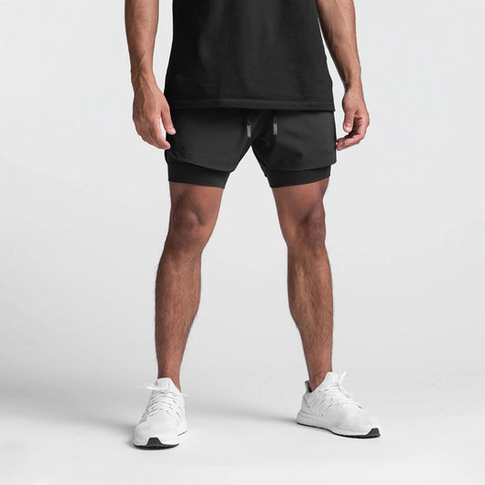 Shorts Deportivos Casual con Doble Capa y Diseño Superpuesto