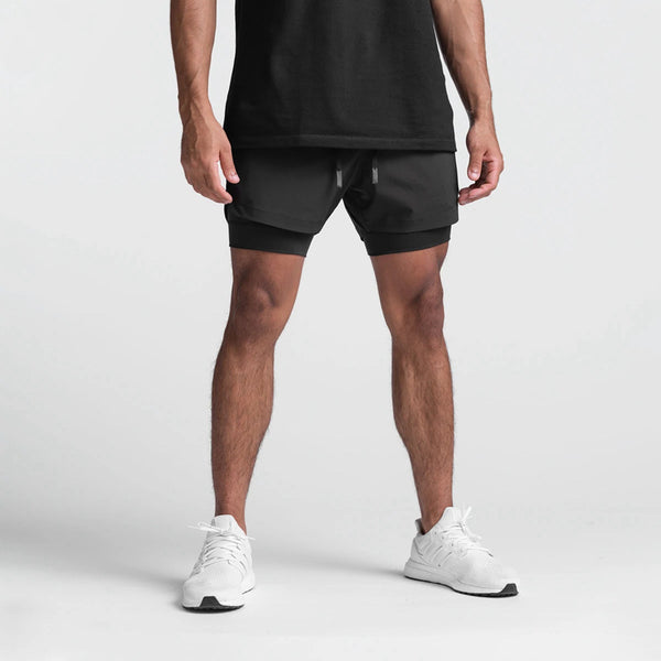 Shorts Deportivos Casual con Doble Capa y Diseño Superpuesto