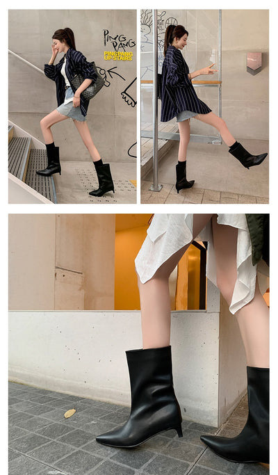 Botas de Tacón Kitten Cómodas y Sueltas para Moda Diaria - Image 13