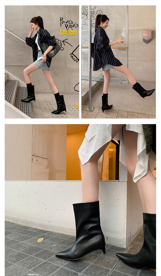Botas de Tacón Kitten Cómodas y Sueltas para Moda Diaria - Image 13