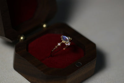 Anillo de Piedra de Luna Azul Natural con Baño de Oro y Plata - Image 9