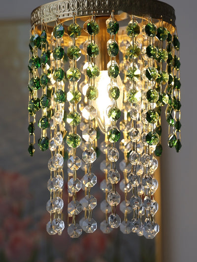Lámpara de Mesita Retro Verde Glaciar con Cristal Decorativo - Image 5