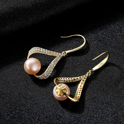 Aretes de Perlas de Agua Dulce con Baño de Oro 18K y Plata
