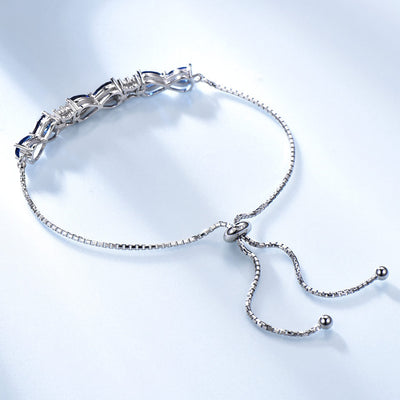 Pulsera de Plata Esterlina 925 con Zafiro Azul y Cadena Ajustable para Mujer - Image 3