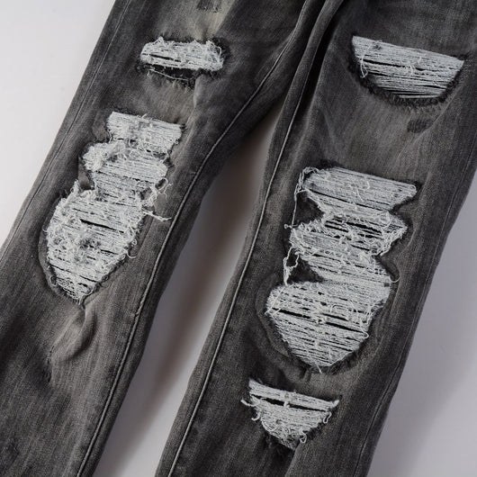 Pantalones Vaqueros Rotos Gris Casual para Hombre - Estilo Urbano Moderno - Image 3