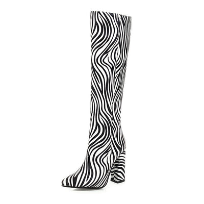Botas Altas Estampado Animal Print con Tacón Grueso para Mujer - Image 10