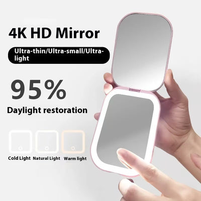 Espejo Cosmético Plegable Ultrafino con Luz LED Tricolor y HD Luminoso - Image 5