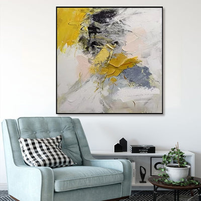 Cuadro Abstracto Moderno Dorado Pintura al Óleo Hecha a Mano para Sala de Estar - Image 7