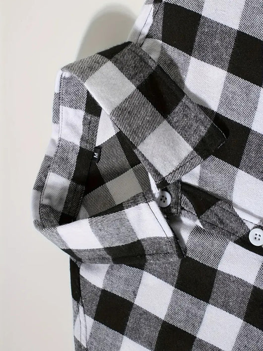 Camisa Cuadriculada Holgada de Polar para Hombre - Image 27