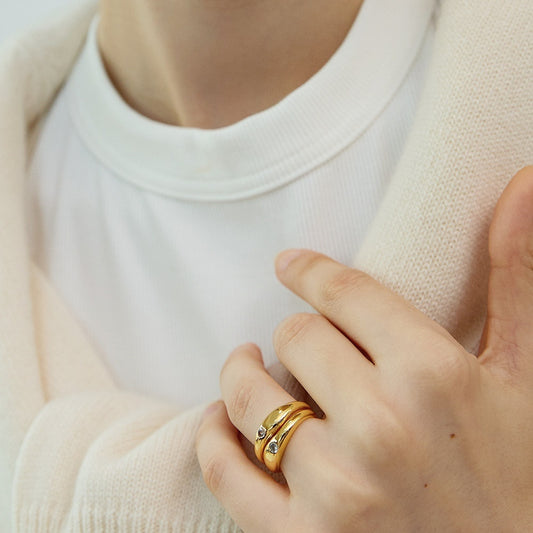Anillo de Circón Pulido Elegante, Banda Simple para Dedo Índice