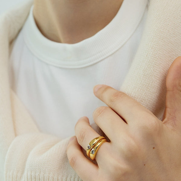 Anillo de Circón Pulido Elegante, Banda Simple para Dedo Índice
