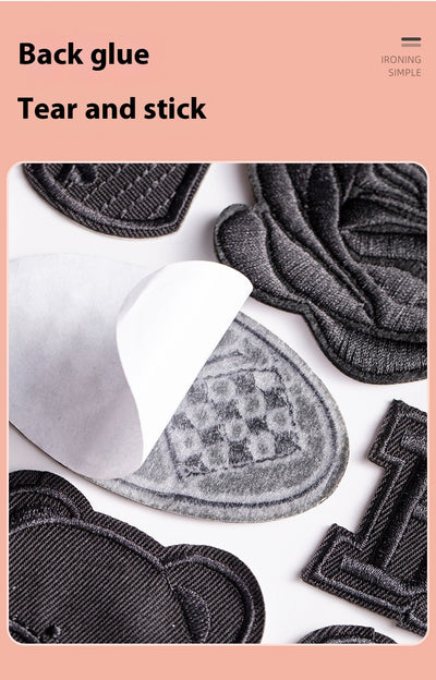 Parches Adhesivos para Ropa - Reparación sin Costura con Patrón de Bordado Negro - Image 27